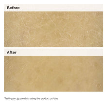 Before and After close-up images of skin. The 'Before' image shows very dry, cracked skin. The 'After' image shows the skin is visibly smoother and more hydrated, demonstrating the body lotion's effectiveness.